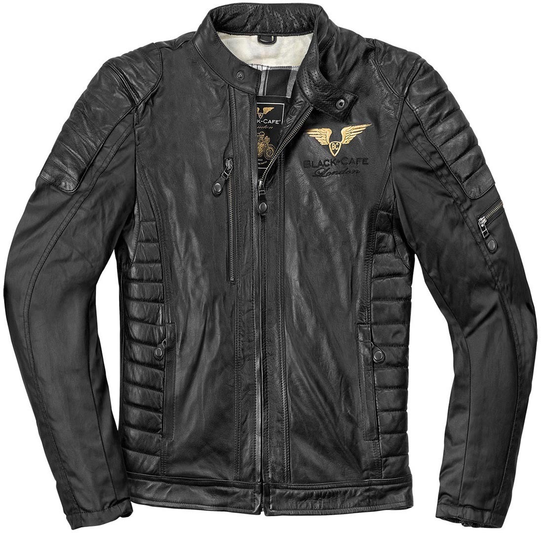 кожаная куртка mustang nahkatakki черный Мотоциклетная кожаная куртка Black-Cafe London Teheran с логотипом, черный