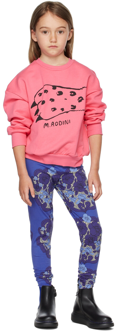 

Детские синие цветочные леггинсы Mini Rodini, Синий