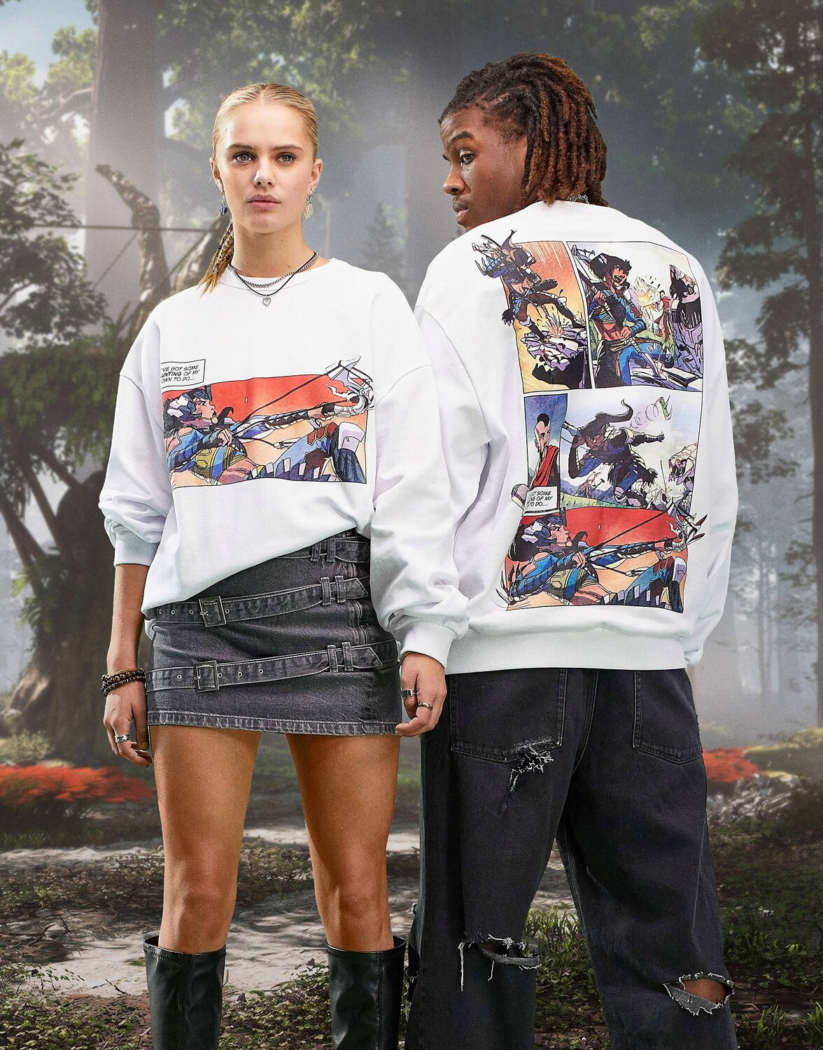 

Белая толстовка унисекс оверсайз ASOS X Horizon Forbidden West, Белый