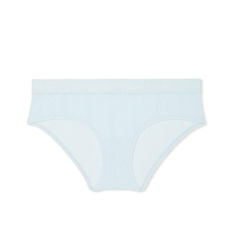 

Трусики-хипхаггеры Victoria's Secret Logo Waist Pointelle, светло-голубой