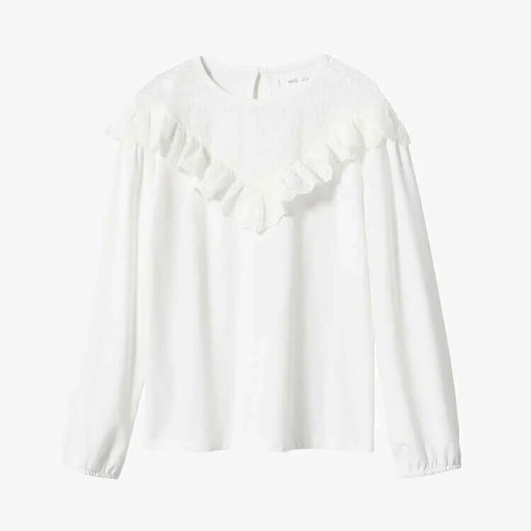 

Блузка для девочки с длинным рукавом Mango Kids Rosa, белый