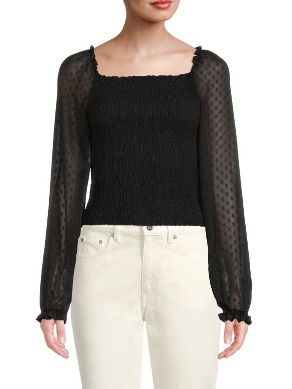

Присборенный топ с квадратным вырезом Laundry by Shelli Segal Black