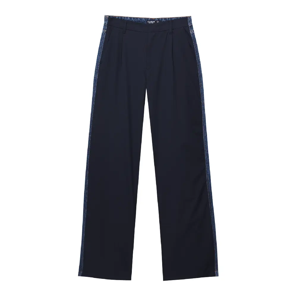 

Джинсы Pull&Bear Combined Fabric Wide-leg, темно-синий