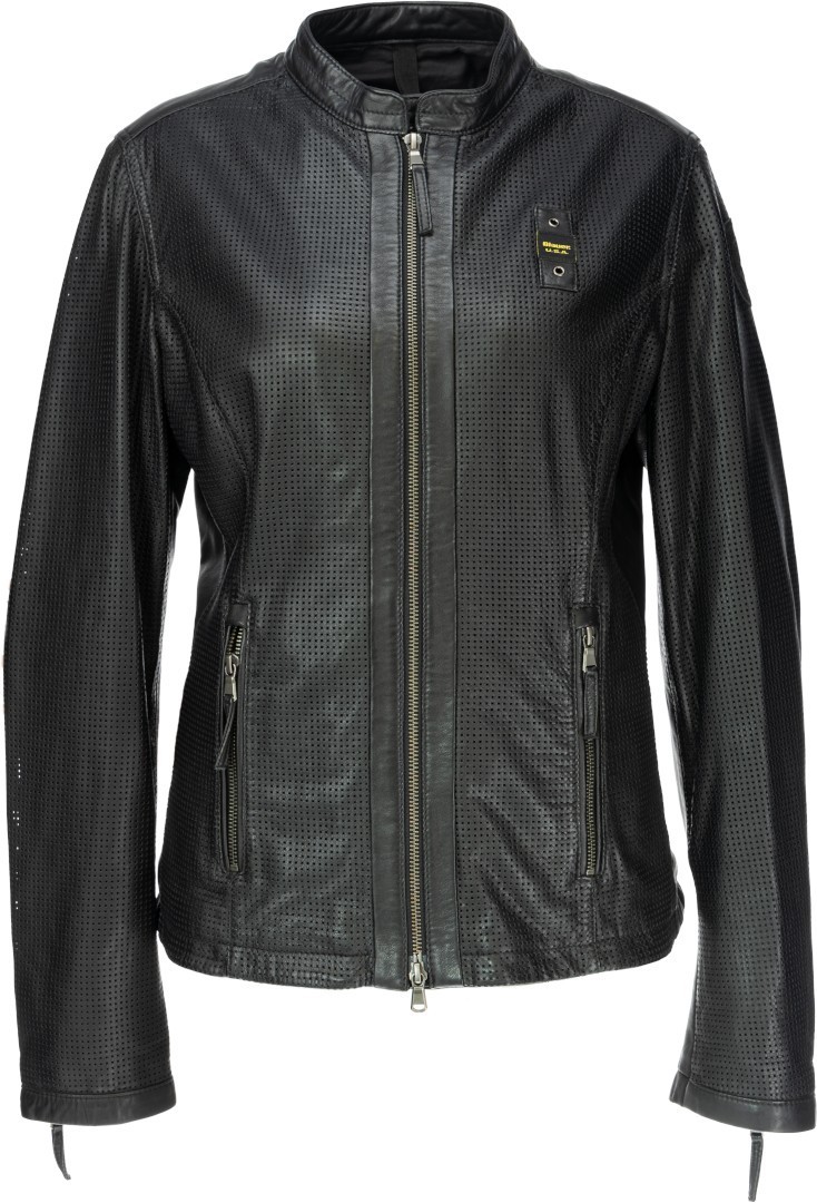 цена Женская мотоциклетная кожаная куртка Blauer USA Miller со стоячим воротником, черный