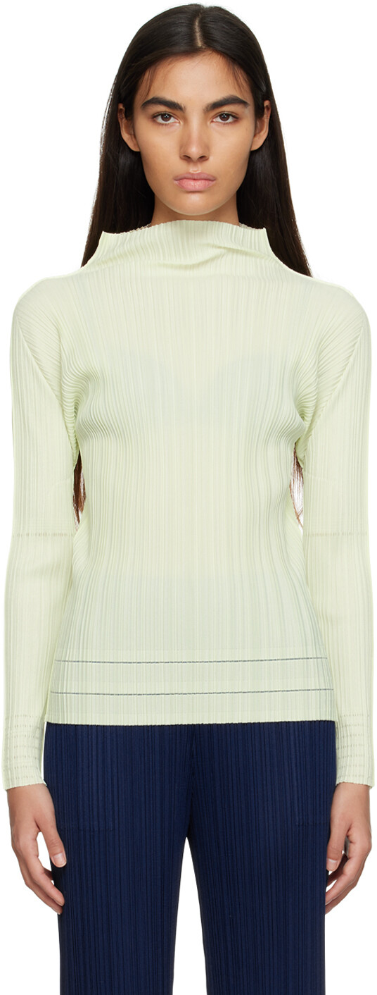 

Зеленая водолазка с мягкими складками Pleats Please Issey Miyake, Зеленый