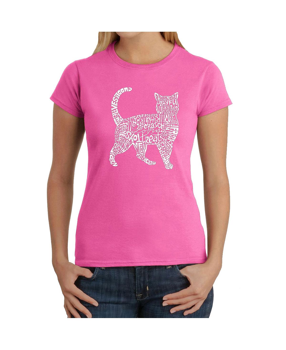 Женская футболка word art - кошка LA Pop Art, розовый фото