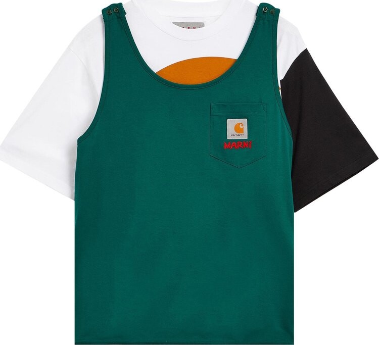 

Футболка Marni x Carhartt WIP Colour Block T-Shirt 'Stone Green', зеленый