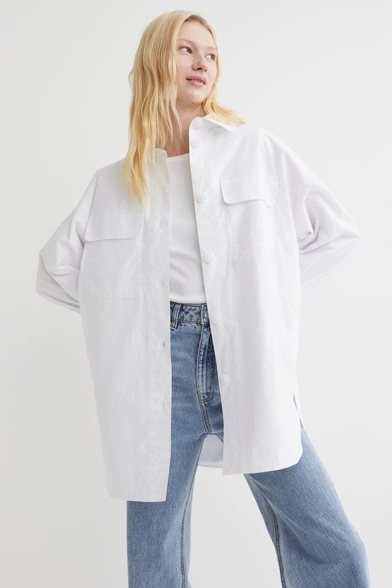 

Утепленная куртка-рубашка H&M, белый