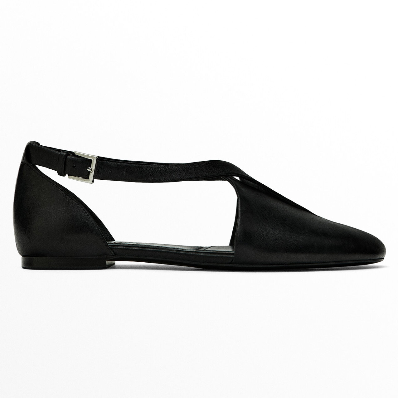 Туфли Massimo Dutti Flat Cut-out With Crossed Detail, черный джинсы женские massimo dutti размер 40