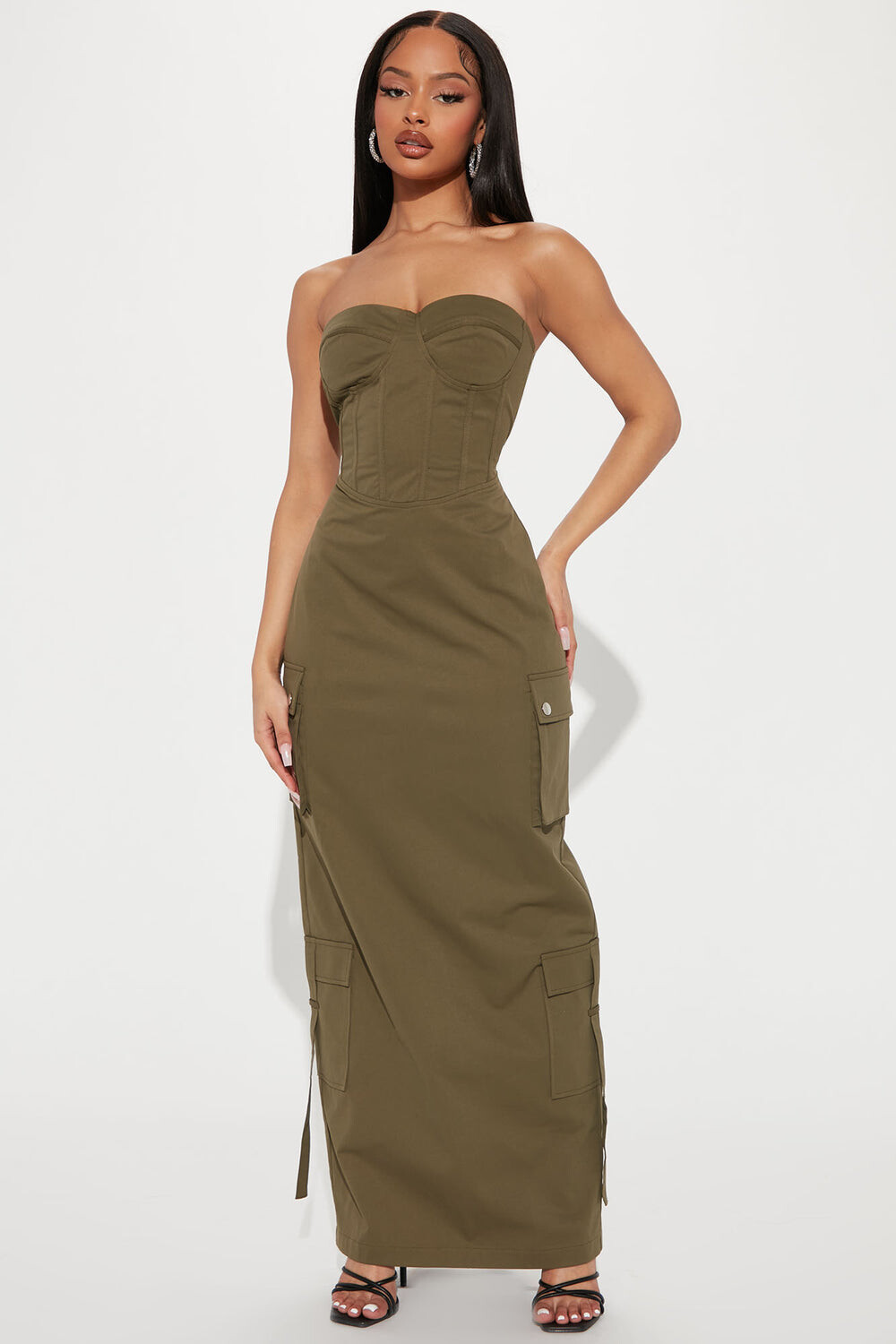 

Платье Fashion Nova D8488C, оливковый