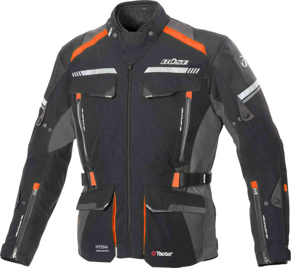 Мотоциклетная текстильная куртка Highland 2 Büse, черный/серый/оранжевый