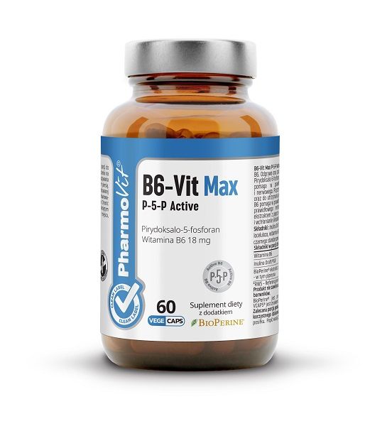 Витамин В6 в капсулах Pharmovit Active Clean Label B6-Vit Max, 60 шт куркума в капсулах pharmovit clean label curcumin 60 шт
