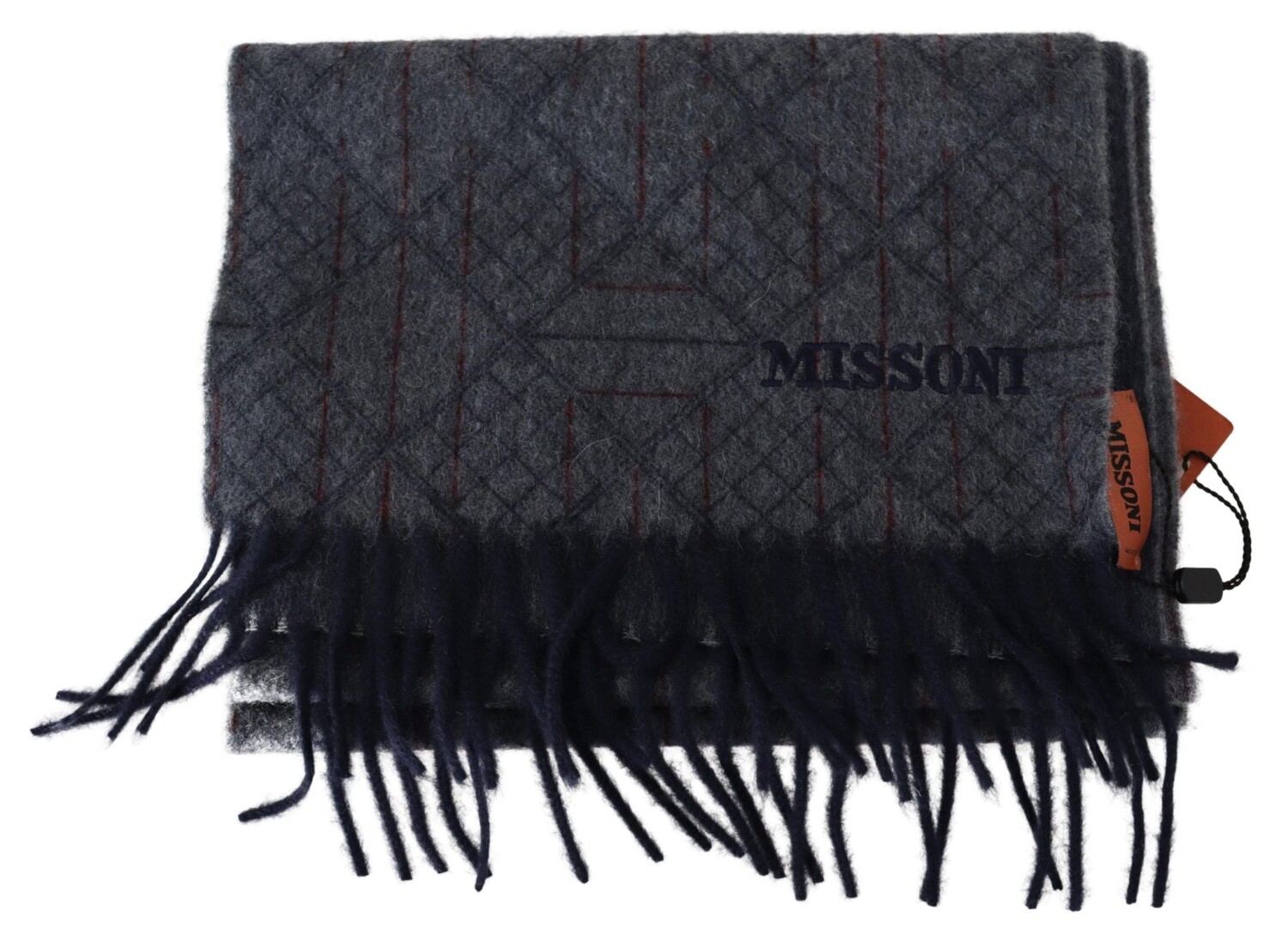 

Мужской шерстяной шарф в полоску Missoni унисекс с запахом на шею, серый