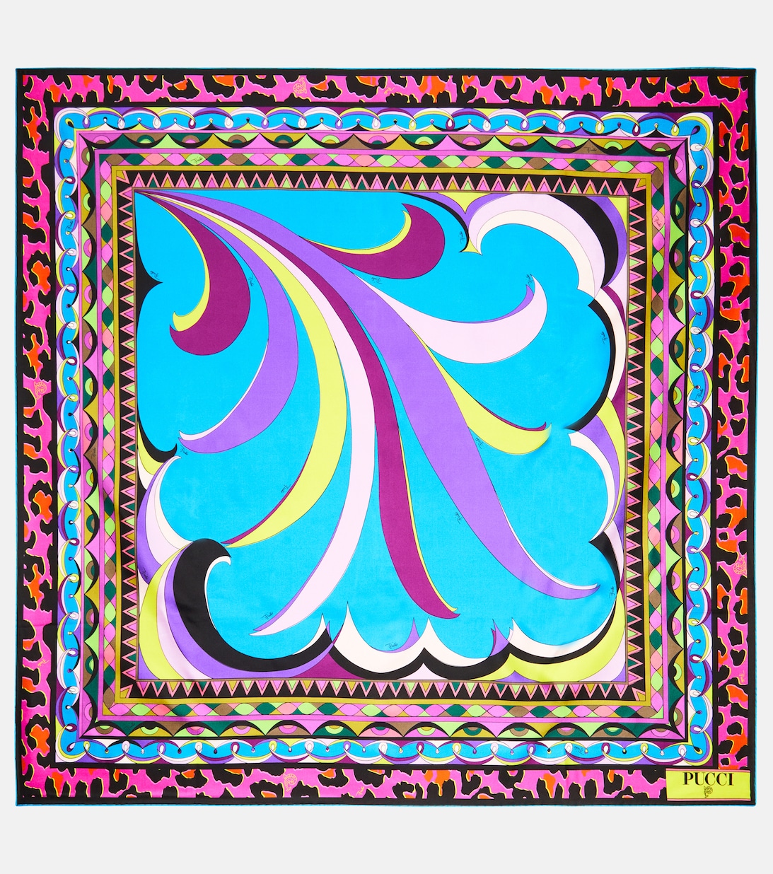 Шарф из шелкового твила с принтом Pucci, разноцветный шелковый шарф с принтом pucci разноцветный
