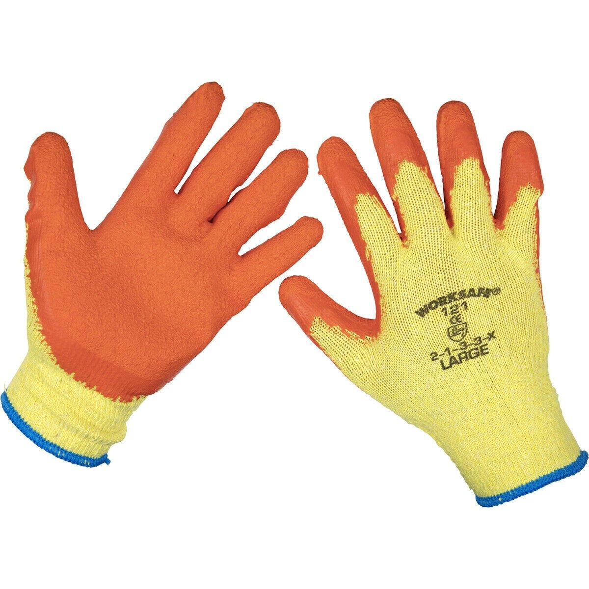 цена 120 пар трикотажных рабочих перчаток с латексной ладонью — большие — дышащие с улучшенным захватом Loops, мультиколор