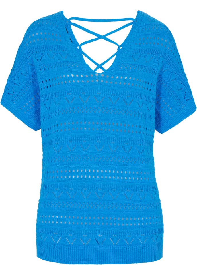 Ажурный свитер Bpc Selection, синий свитер с бахромой по краю bpc selection синий