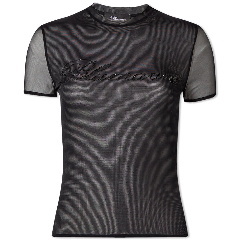 

Футболка Blumarine Cystal Logo Mesh Tee, Черный
