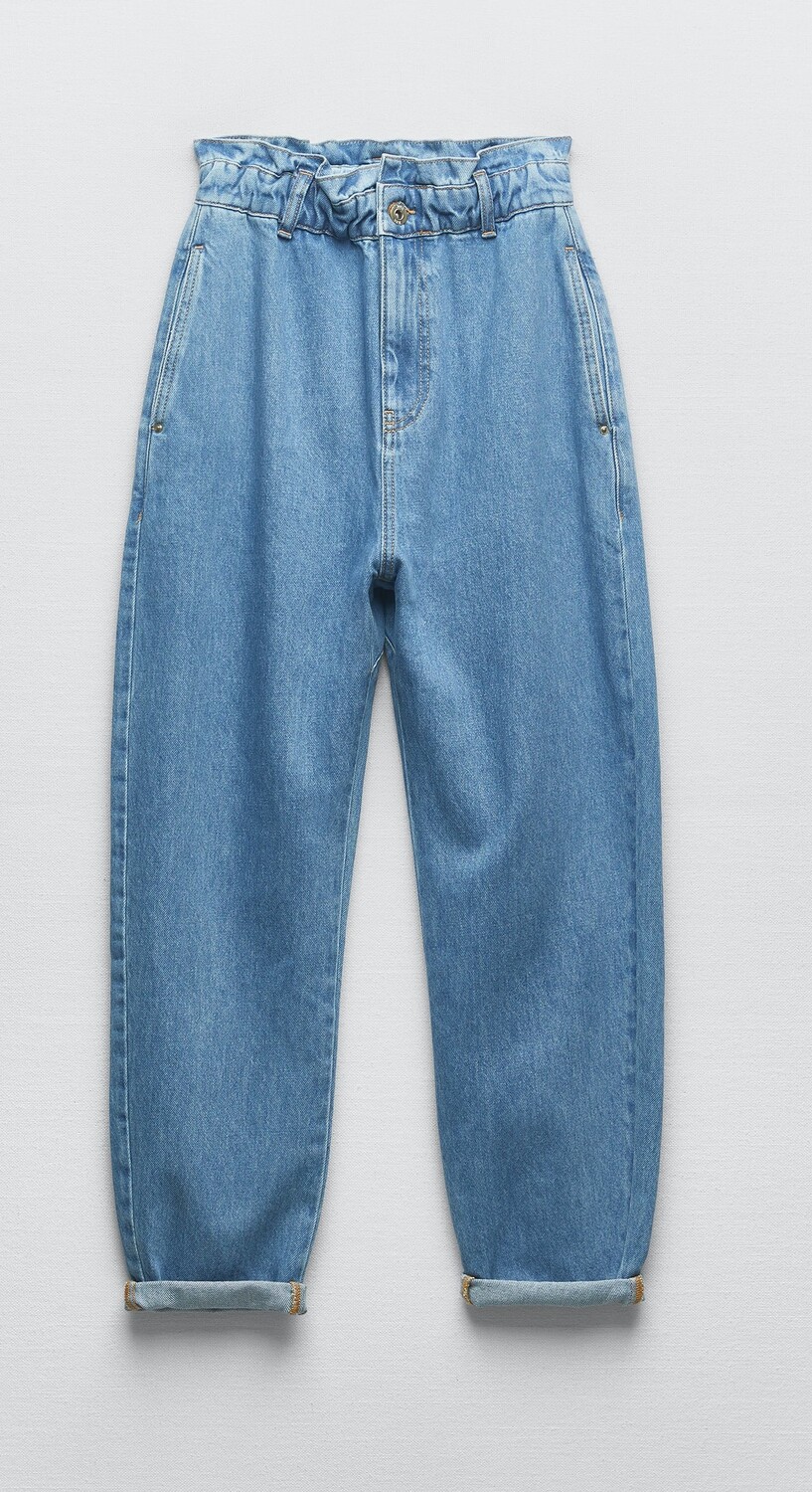 

Джинсы Zara Z1975 High-waist Baggy Paperbag, синий