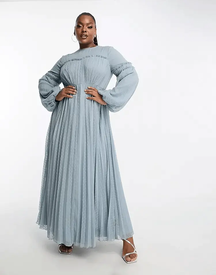 

Платье-макси с оборками Asos Design, бледно-голубой