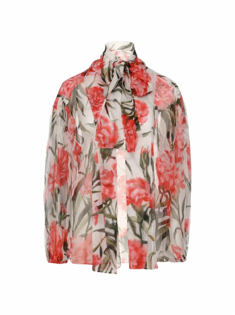Шелковая блузка с цветочным принтом Dolce&Gabbana