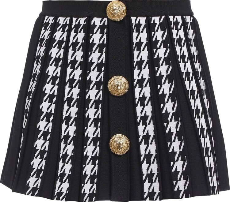 

Юбка Balmain Houndstooth Pleated Knit Mini Skirt 'Noir/Blanc', черный