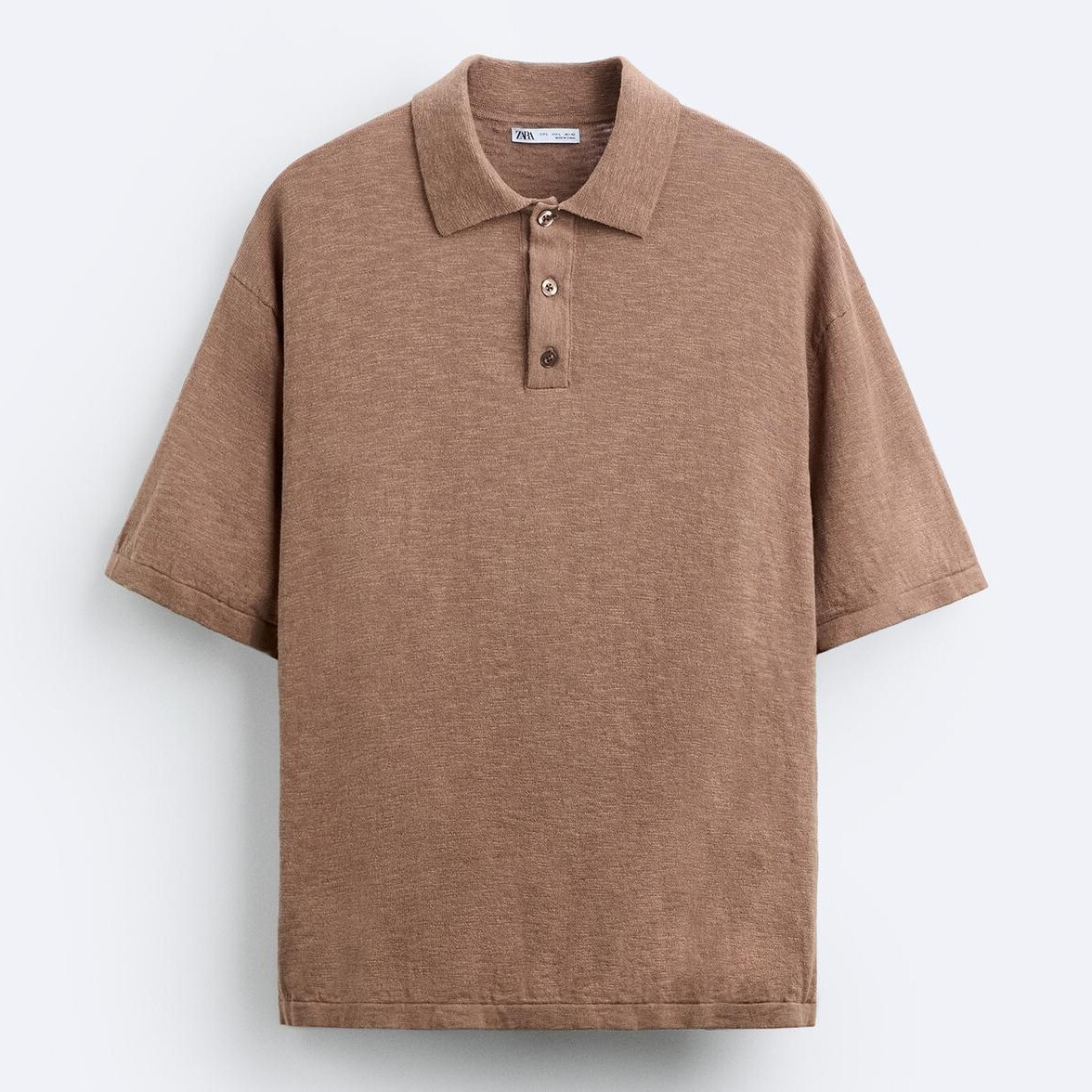 

Поло Zara Cotton - Linen Knit, коричневый