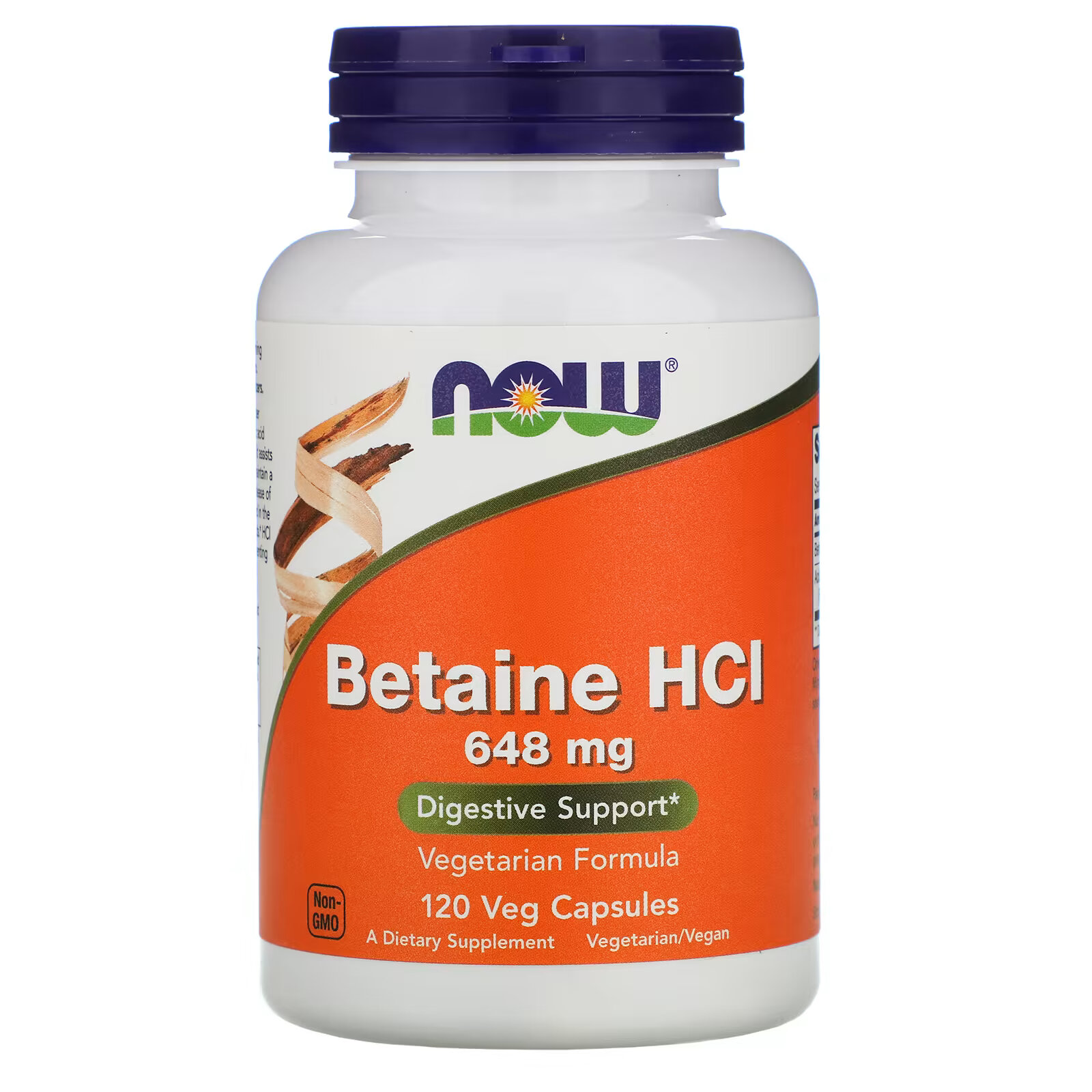 Бетаин гидрохлорид NOW Foods 648 мг, 120 капсул nature s life бетаин гидрохлорид betaine hcl 648 мг 250 капсул
