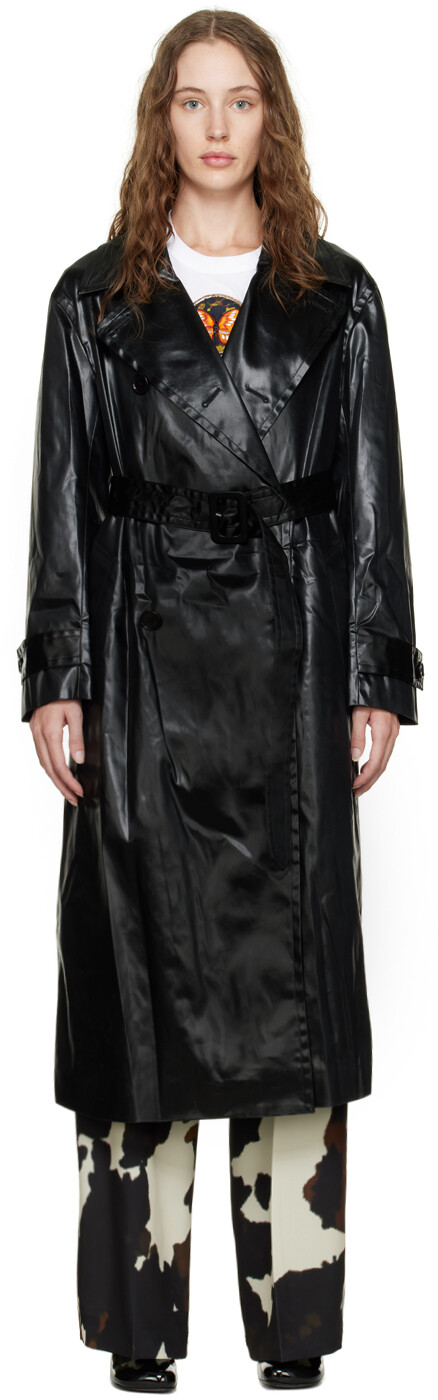 

Черное двубортное пальто Dries Van Noten, Черный