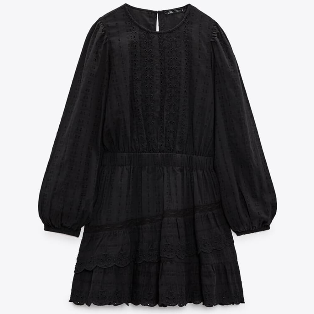 

Платье Zara Short Lace Trim, черный