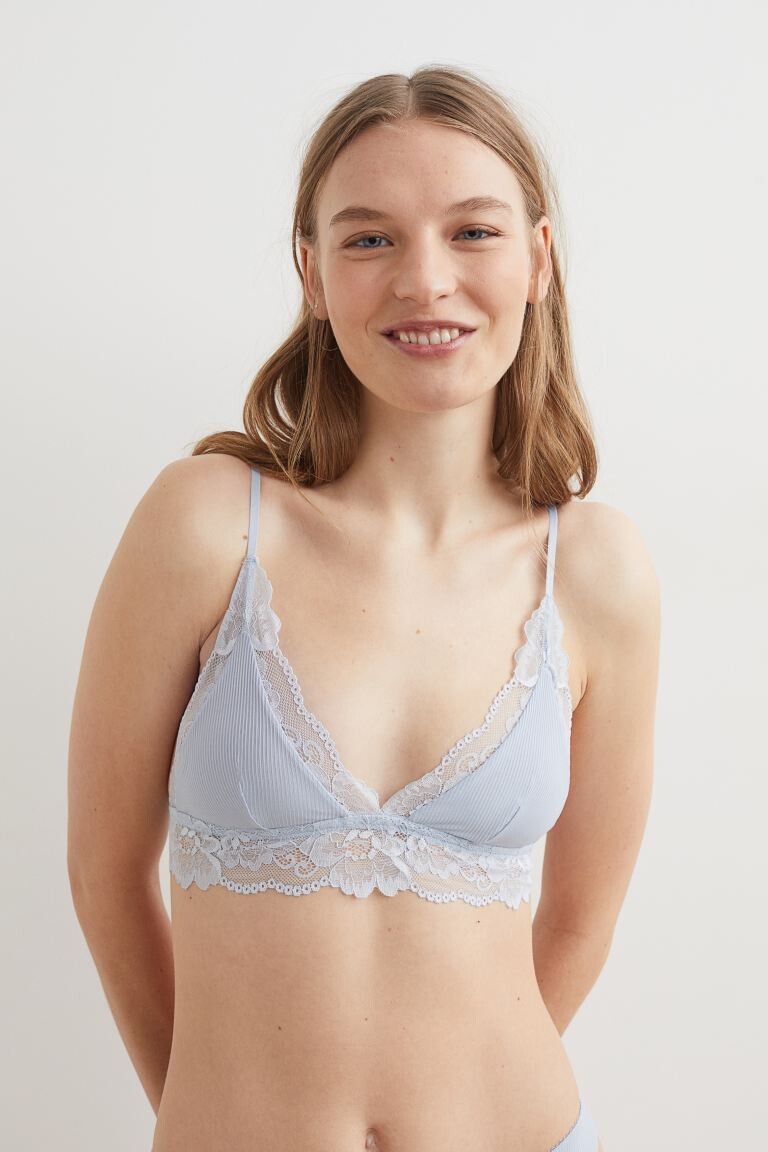 

Бралетт с кружевным краем H&M, светло-синий