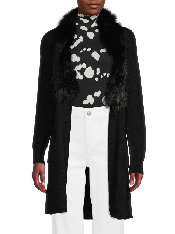 

Кардиган с Воротником Saks Fifth Avenue Duster из искусственного меха, черный