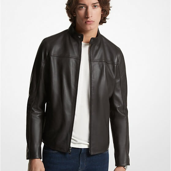 цена Куртка Michael Kors Leather Racer, темно-коричневый