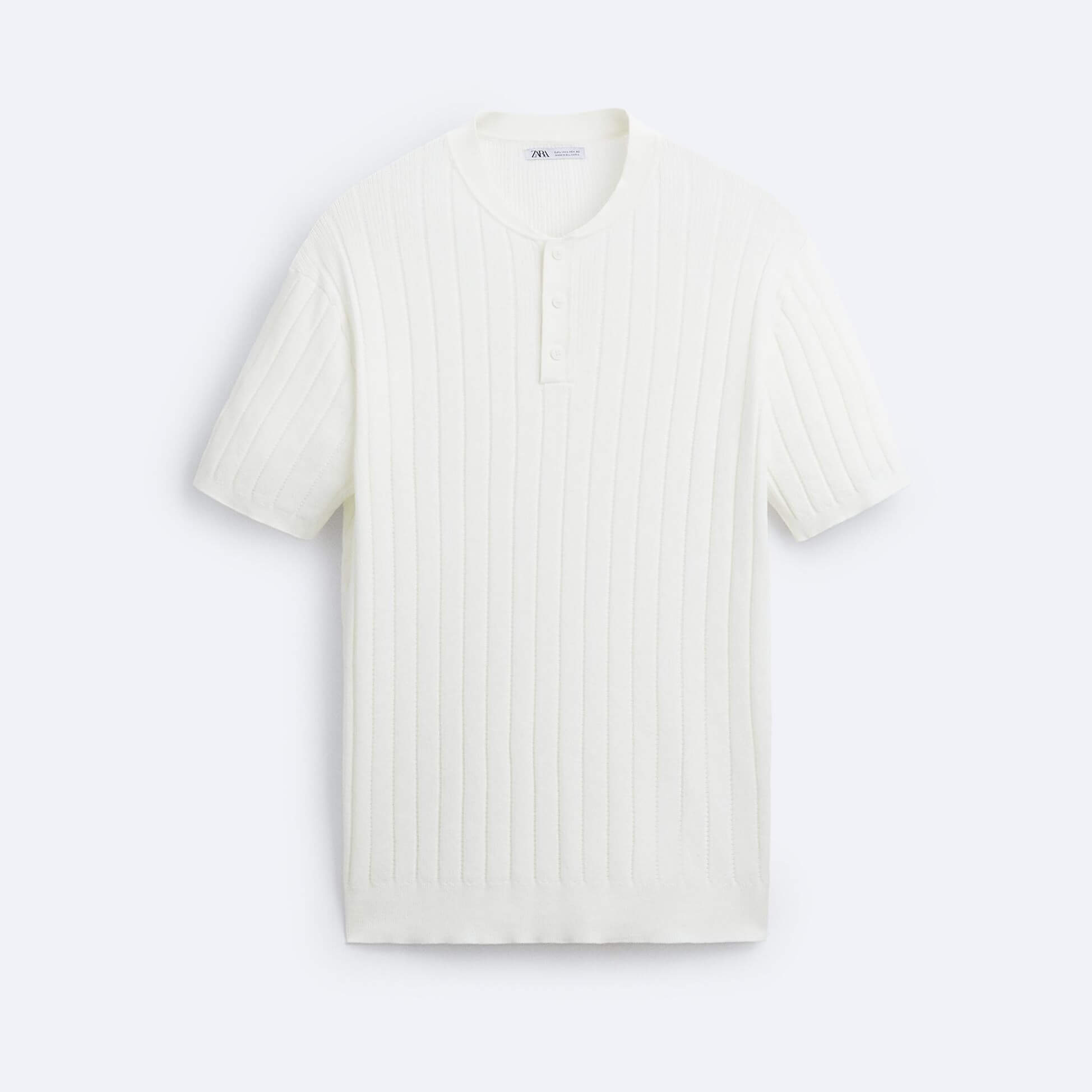 Футболка Zara Ribbed Knit, белый поло zara ribbed knit shirt светло бежевый