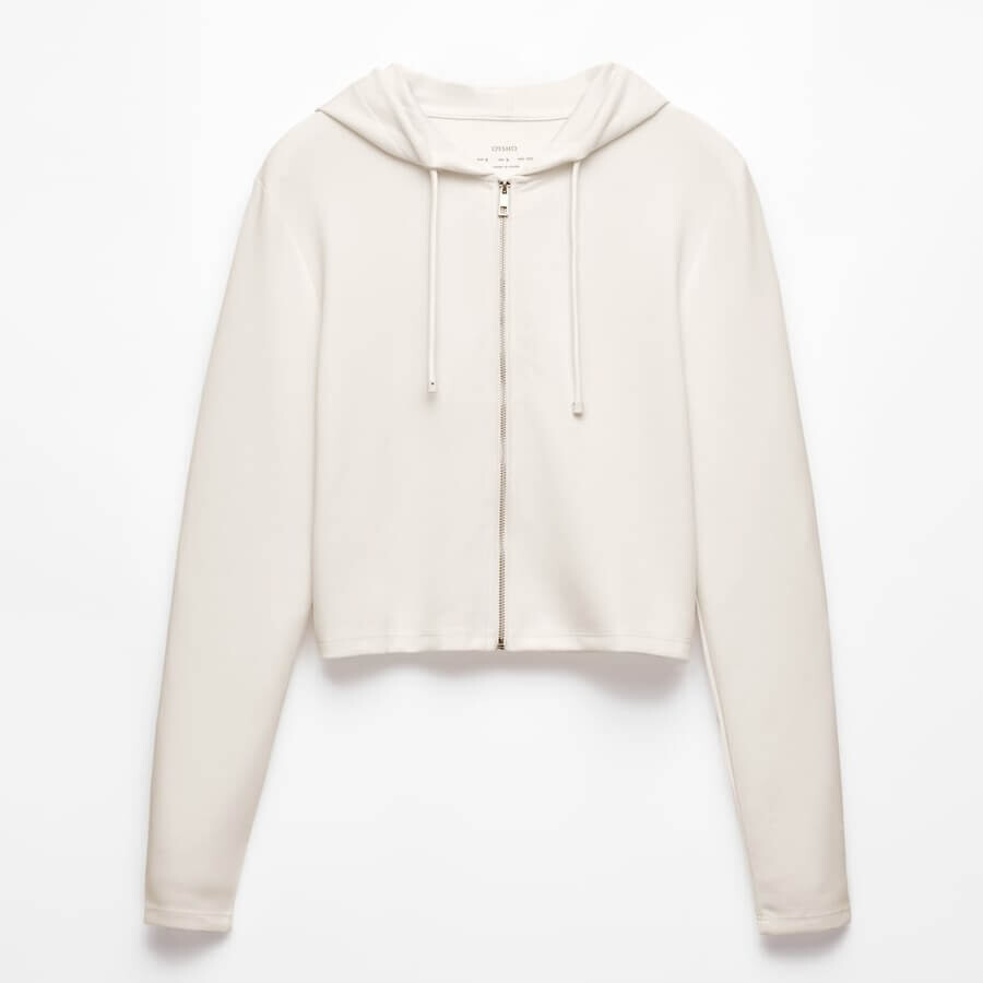 

Толстовка Oysho Snug Modal Crop Hooded, кремово-белый