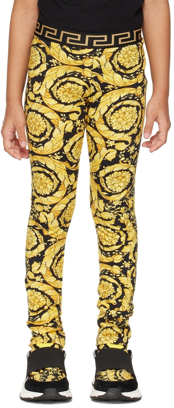 

Детские черно-золотые леггинсы Barocco Versace