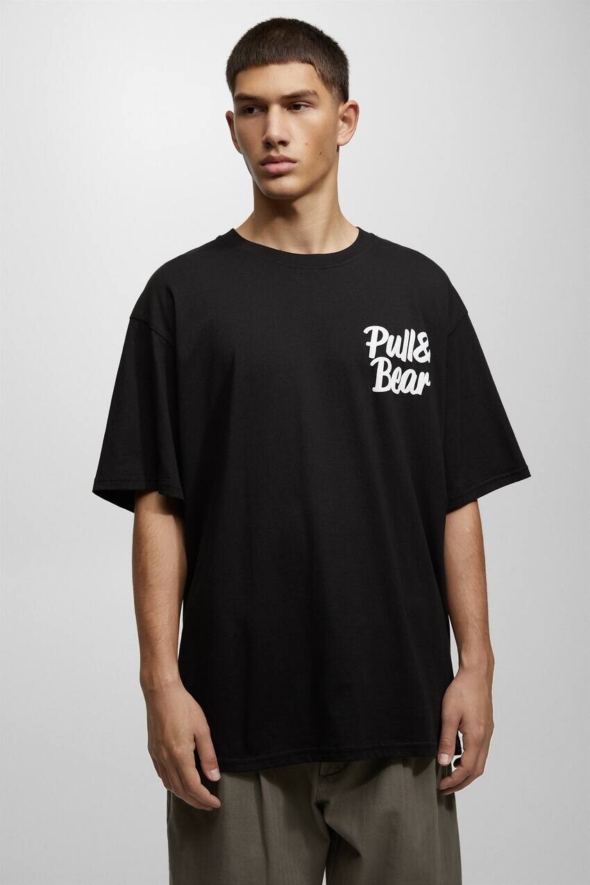 

Футболка с короткими рукавами и логотипом Pull&Bear, черный