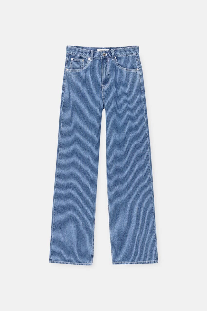 

Джинсы мешковатые в полоску со средней посадкой Pull&Bear, синие