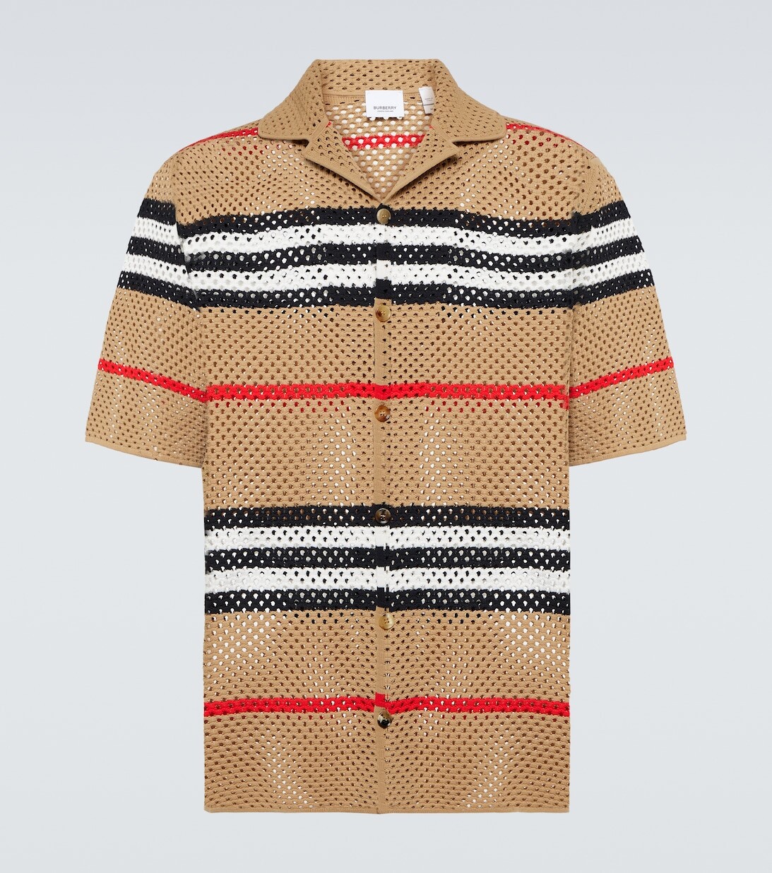 

Трикотажная рубашка с короткими рукавами Burberry, бежевый