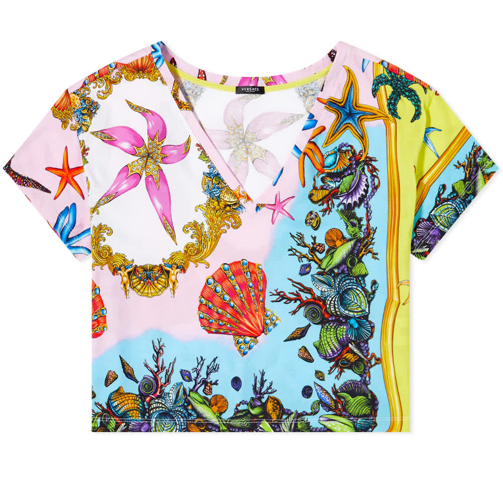 

Футболка Versace Shell Print Crop Tee, Серый