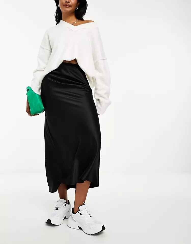 

Юбка River Island Satin Bias Slip, черный