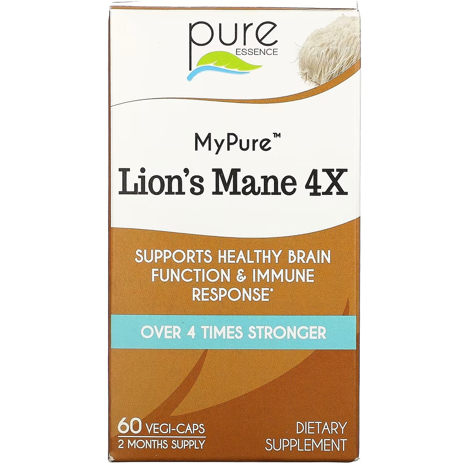 

Пищевая Добавка Pure Essence Lion's Mane 4X, 60 растительных капсул