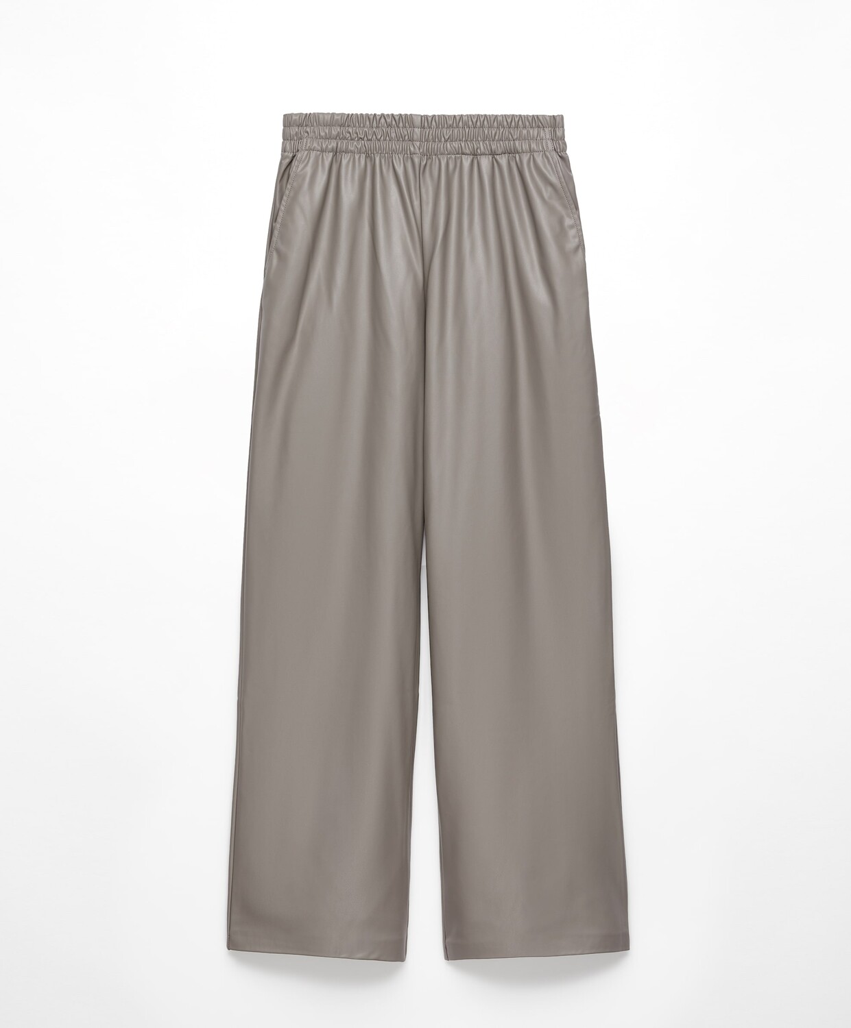 

Брюки Oysho Straight Fit Faux Leather, серый
