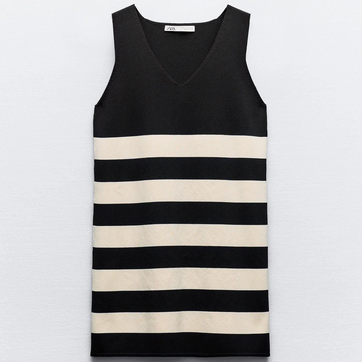 Платье Zara Striped Knit Mini, мультиколор женское винтажное платье без рукавов с v образным вырезом и бахромой