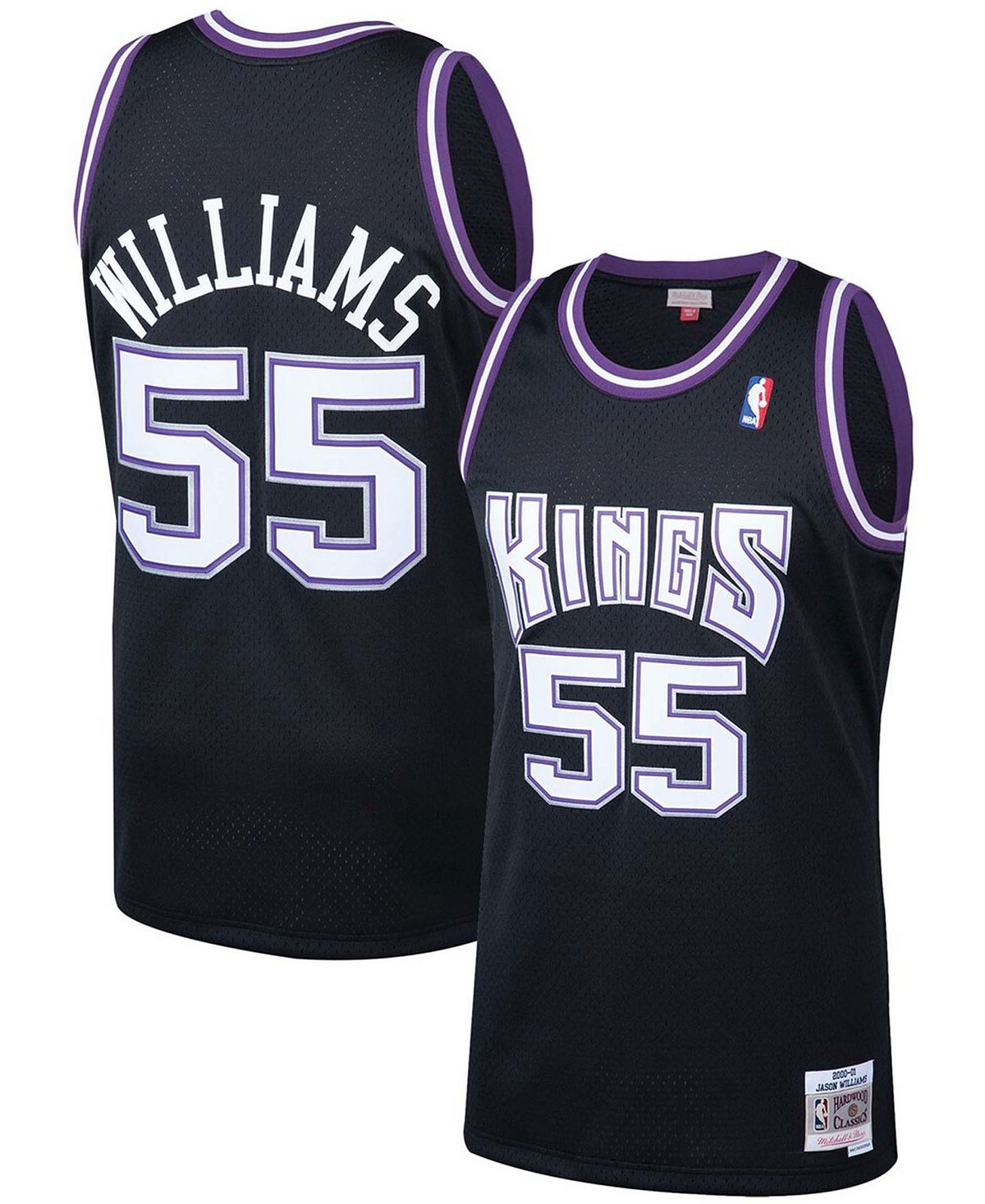 Мужская футболка jason williams black sacramento kings 2000-01 hardwood classics swingman player jersey Mitchell & Ness, черный цена и фото