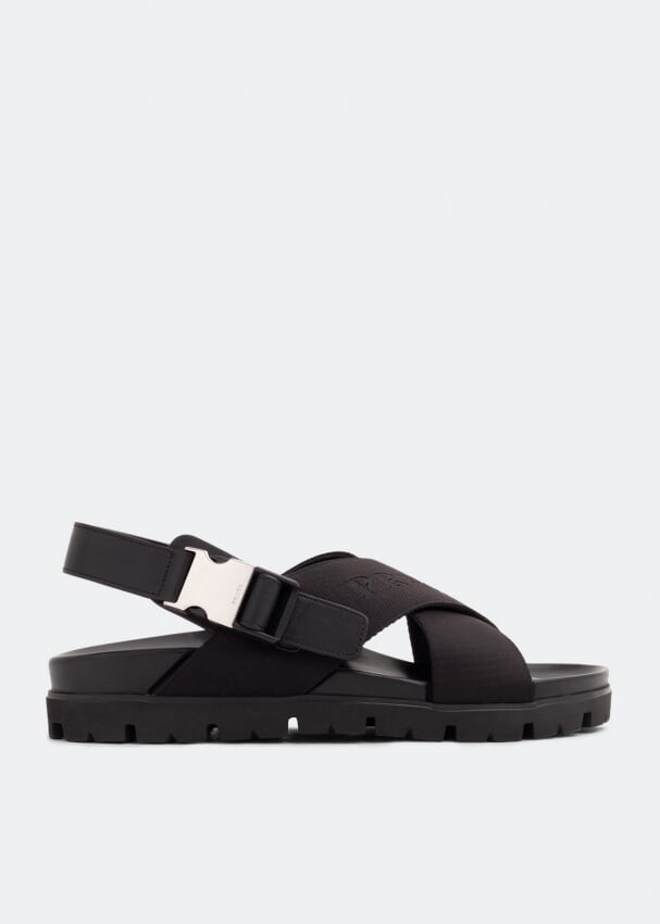 

Сандалии PRADA Criss-cross leather sandals, черный