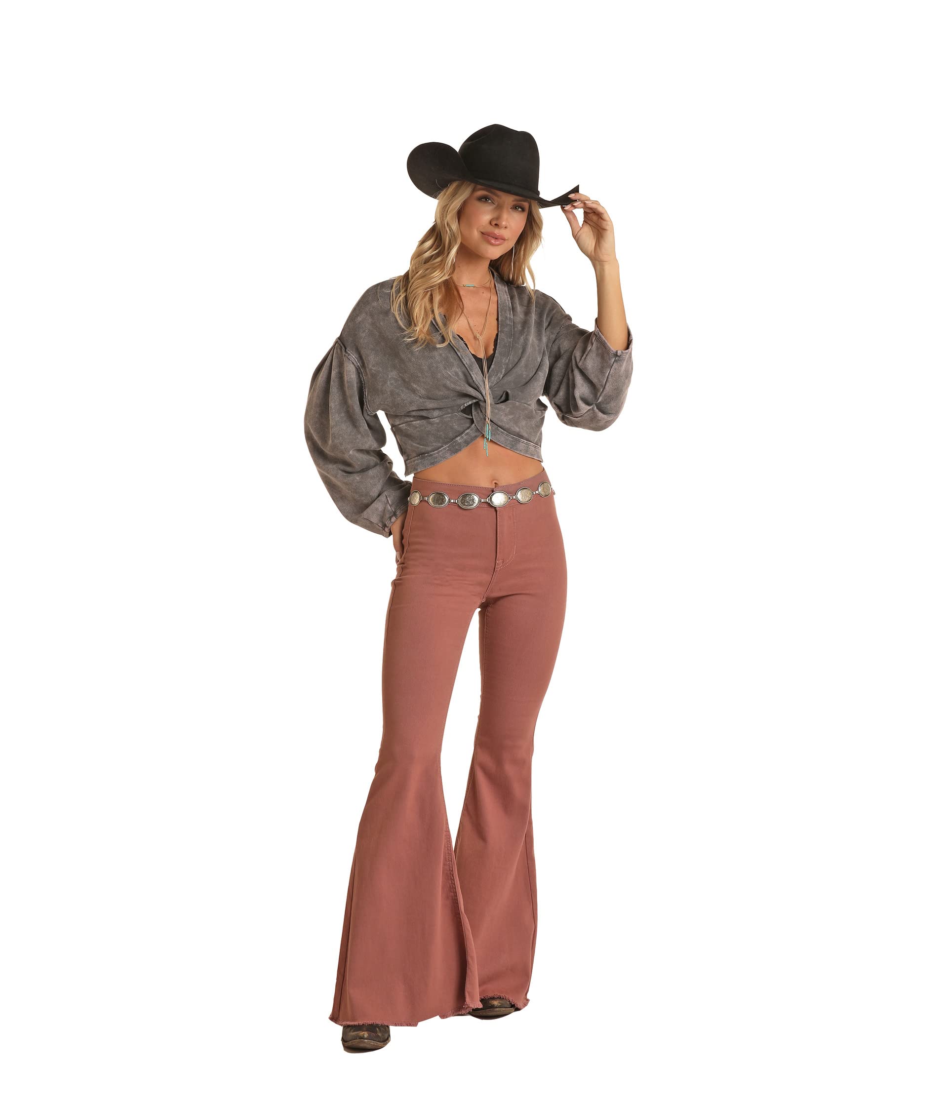 Джинсы Rock and Roll Cowgirl, Rose Taupe Button Bell RRWD7PRZRD