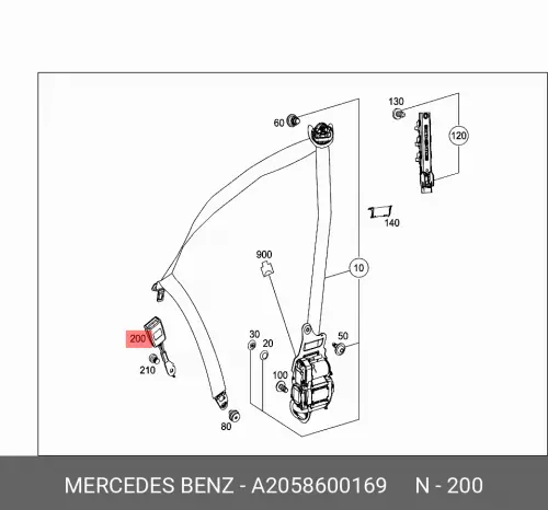

Замок ремня безопасности//seat belt lock A2058600169 MERCEDES-BENZ