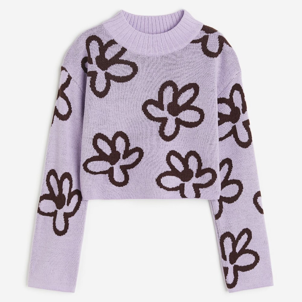 

Свитер H&M Kids Boxy Rib-knit, сиреневый