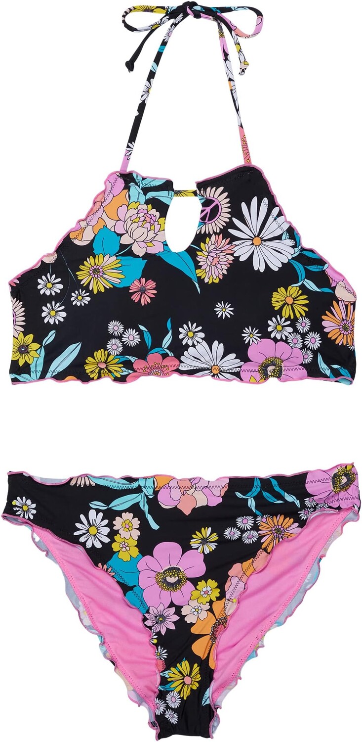 

Плавки Hobie Kids Peace Love and Daisies Merrow High Neck and Bottoms, черный