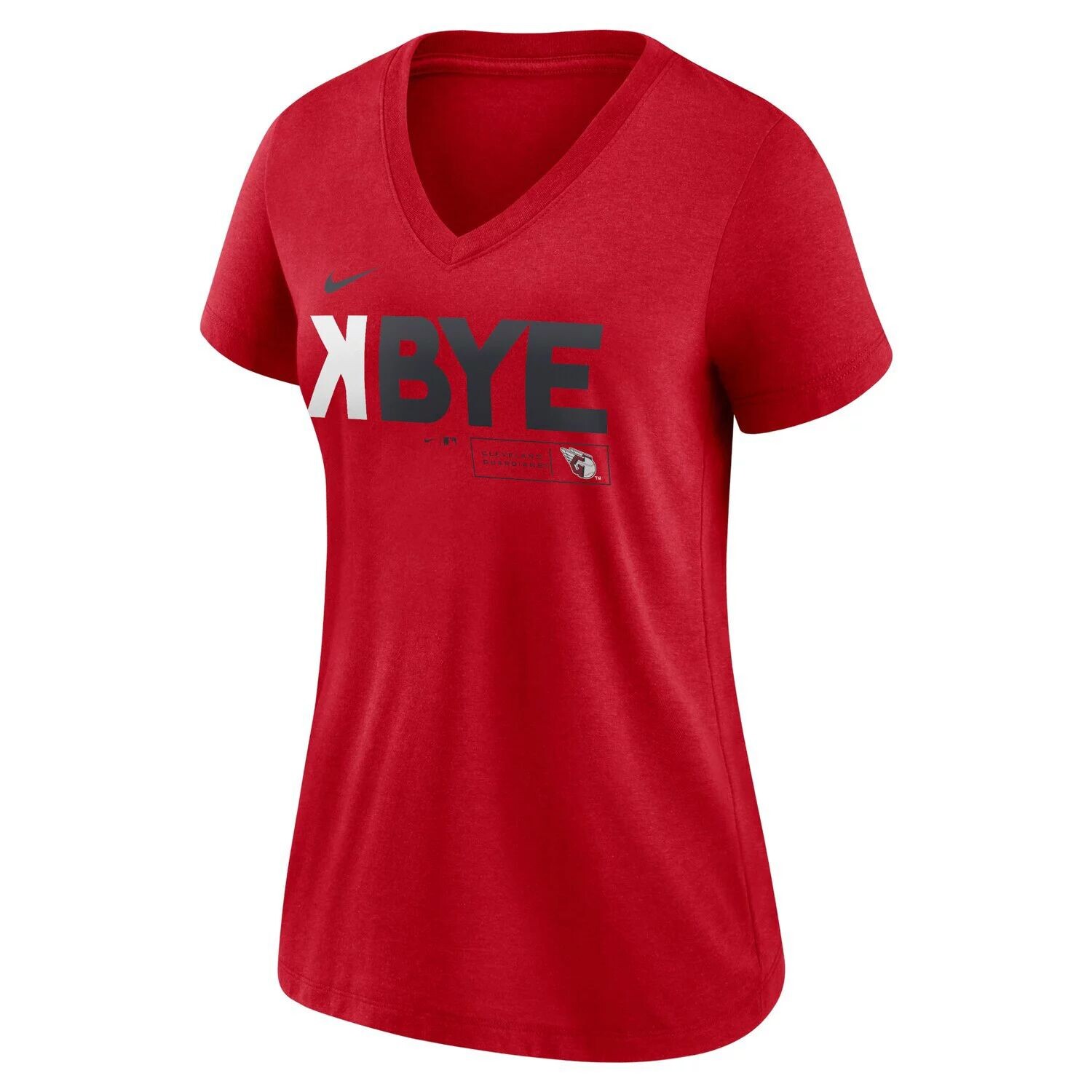 

Красная женская футболка Cleveland Guardians Nike K-Bye Tri-Blend с v-образным вырезом Nike, Красный